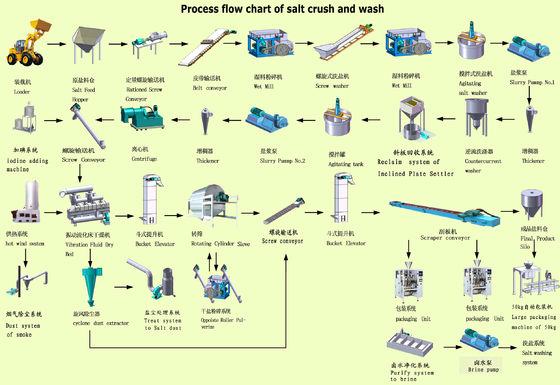 Linea di produzione di sale per la macinazione e il lavaggio Capacità di produzione 1000 tonnellate/giorno